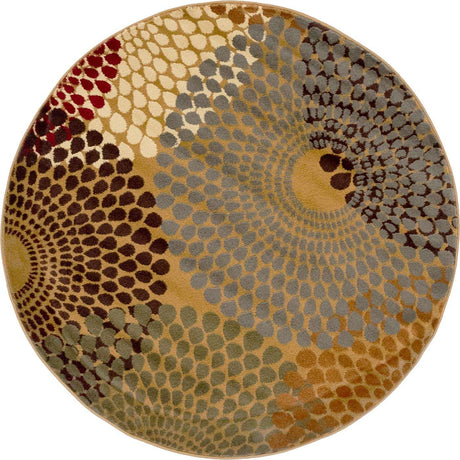 Beige 4' 1 x 4' 1 Barista Round Area Rug 100% Polypropylene Abstract Modern Geometric Carpet for Living Room Dining Office Dorm Room Decor for Sale at Rug Engine
