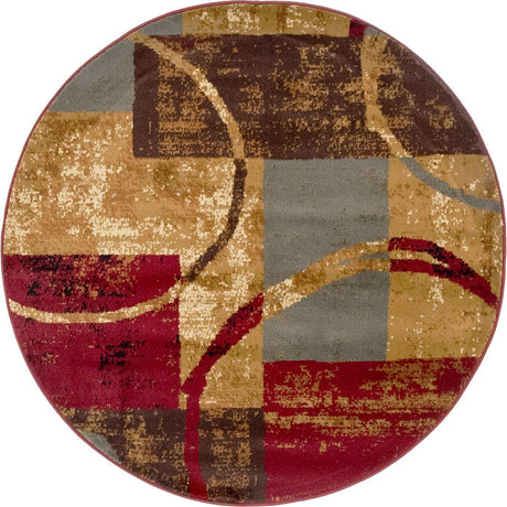 Multicolor 4' 1 x 4' 1 Barista Round Area Rug 100% Polypropylene Abstract Modern Geometric Carpet for Living Room Dining Office Dorm Room Decor for Sale at Rug Engine