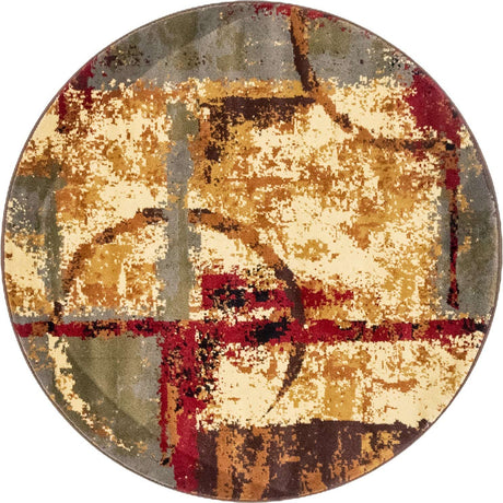 Multicolor 4' 1 x 4' 1 Barista Round Area Rug 100% Polypropylene Abstract Modern Geometric Carpet for Living Room Dining Office Dorm Room Decor for Sale at Rug Engine