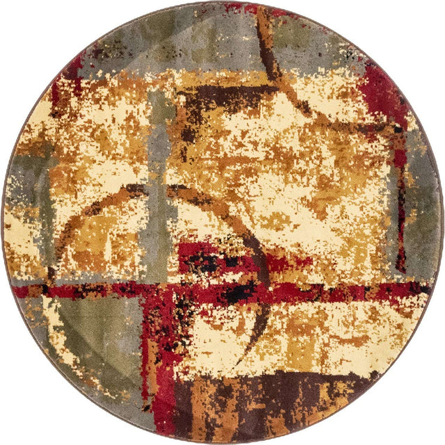 Multicolor 4' 1 x 4' 1 Barista Round Area Rug 100% Polypropylene Abstract Modern Geometric Carpet for Living Room Dining Office Dorm Room Decor for Sale at Rug Engine