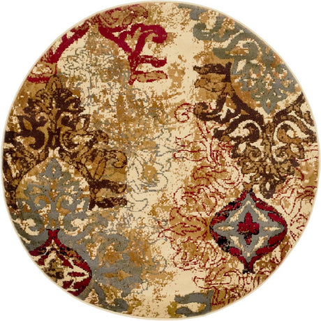 Beige 4' 1 x 4' 1 Barista Round Area Rug 100% Polypropylene Abstract Modern Geometric Carpet for Living Room Dining Office Dorm Room Decor for Sale at Rug Engine