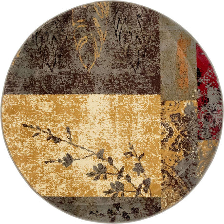 Beige 4' 1 x 4' 1 Barista Round Area Rug 100% Polypropylene Abstract Modern Geometric Carpet for Living Room Dining Office Dorm Room Decor for Sale at Rug Engine