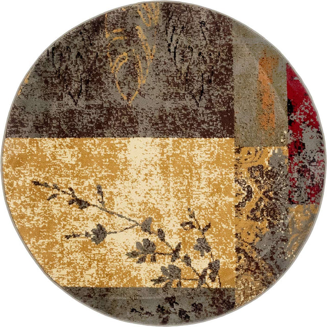 Beige 4' 1 x 4' 1 Barista Round Area Rug 100% Polypropylene Abstract Modern Geometric Carpet for Living Room Dining Office Dorm Room Decor for Sale at Rug Engine