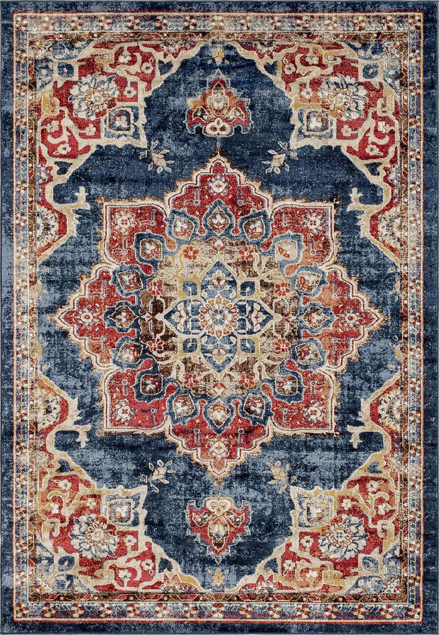 Dark Blue 7' 1 x 10' Utopia Rectangle Area Rug Traditional Vintage Persian Inspired Vivid Color Durable Carpet for Unique Interiors for Sale at Rug Engine