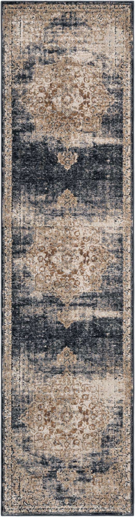 Dark Blue 2' 7 x 10' Chateau Runner Area Rug 85% Polypropylene & 15% Chenille With Cotton Backing Traditional Vintage Distressed Carpet for Classical Interior Design Decorating for Sale at Rug Engine