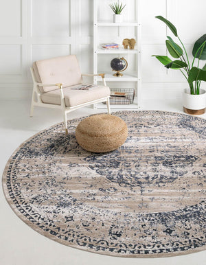 Dark Blue 8' x 8' Chateau Round Rug