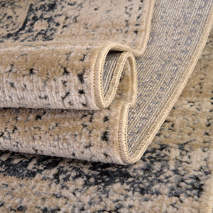 Dark Blue 5' 3 x 5' 3 Chateau Round Area Rug 85% Polypropylene & 15% Chenille With Cotton Backing Traditional Vintage Distressed Carpet for Classical Interior Design Decorating for Sale at Rug Engine