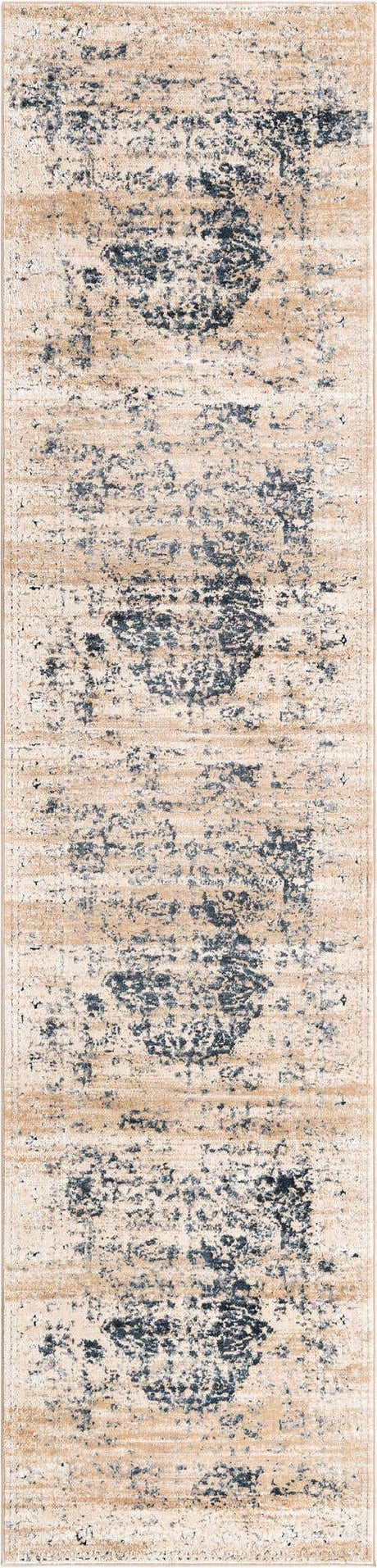 Dark Blue 2' x 9' Chateau Runner Area Rug 85% Polypropylene & 15% Chenille With Cotton Backing Traditional Vintage Distressed Carpet for Classical Interior Design Decorating for Sale at Rug Engine