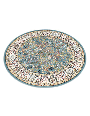 Blue 5' 3 x 5' 3 Narenj Round Area Rug 85% Polypropylene & 15% Polyester Traditional Classic Carpet for Living, Dining, Bedrooms, Office for Sale at Rug Engine