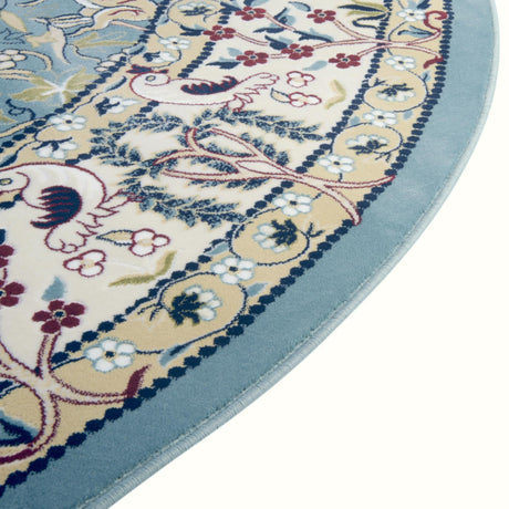 Blue 5' 3 x 5' 3 Narenj Round Area Rug 85% Polypropylene & 15% Polyester Traditional Classic Carpet for Living, Dining, Bedrooms, Office for Sale at Rug Engine