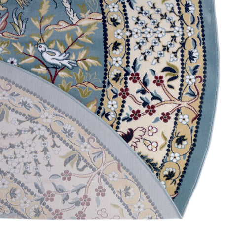 Blue 5' 3 x 5' 3 Narenj Round Area Rug 85% Polypropylene & 15% Polyester Traditional Classic Carpet for Living, Dining, Bedrooms, Office for Sale at Rug Engine
