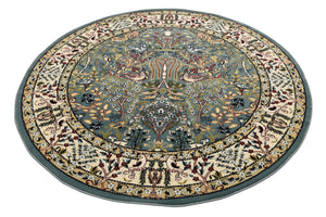 Blue 5' 3 x 5' 3 Narenj Round Area Rug 85% Polypropylene & 15% Polyester Traditional Classic Carpet for Living, Dining, Bedrooms, Office for Sale at Rug Engine