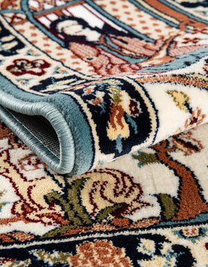 Blue 5' 3 x 5' 3 Narenj Round Area Rug 85% Polypropylene & 15% Polyester Traditional Classic Carpet for Living, Dining, Bedrooms, Office for Sale at Rug Engine