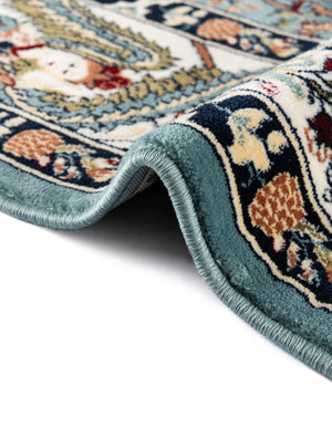 Blue 5' 3 x 5' 3 Narenj Round Area Rug 85% Polypropylene & 15% Polyester Traditional Classic Carpet for Living, Dining, Bedrooms, Office for Sale at Rug Engine