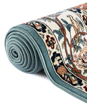 Blue 5' 3 x 5' 3 Narenj Round Area Rug 85% Polypropylene & 15% Polyester Traditional Classic Carpet for Living, Dining, Bedrooms, Office for Sale at Rug Engine