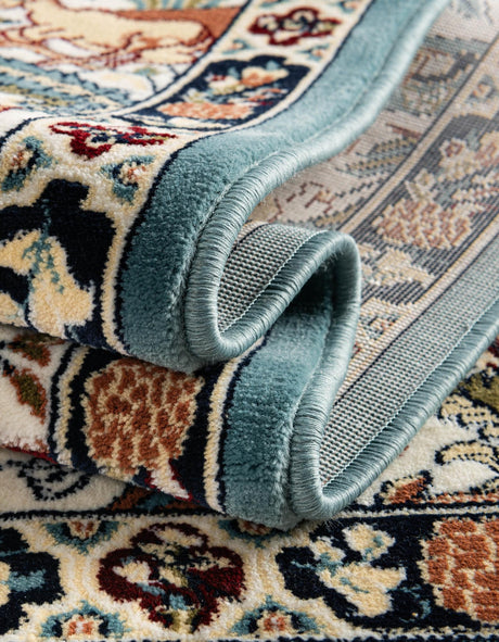 Blue 5' 3 x 5' 3 Narenj Round Area Rug 85% Polypropylene & 15% Polyester Traditional Classic Carpet for Living, Dining, Bedrooms, Office for Sale at Rug Engine