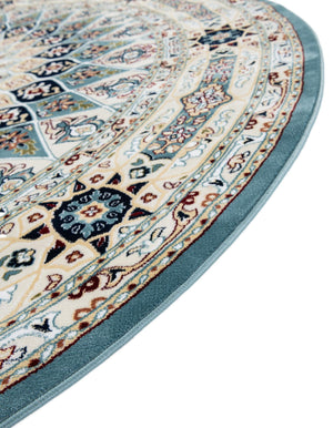 Blue 5' 3 x 5' 3 Narenj Round Area Rug 85% Polypropylene & 15% Polyester Traditional Classic Carpet for Living, Dining, Bedrooms, Office for Sale at Rug Engine