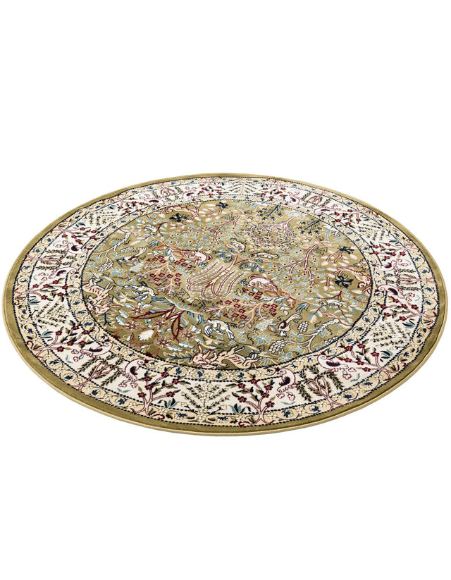 Green 5' 3 x 5' 3 Narenj Round Area Rug 85% Polypropylene & 15% Polyester Traditional Classic Carpet for Living, Dining, Bedrooms, Office for Sale at Rug Engine