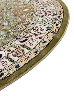 Green 5' 3 x 5' 3 Narenj Round Area Rug 85% Polypropylene & 15% Polyester Traditional Classic Carpet for Living, Dining, Bedrooms, Office for Sale at Rug Engine