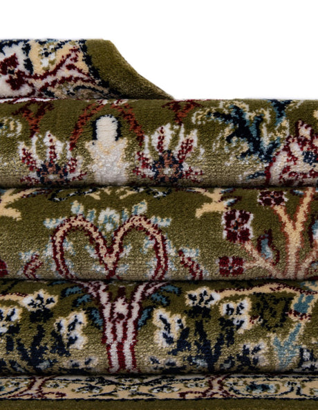 Green 5' 3 x 5' 3 Narenj Round Area Rug 85% Polypropylene & 15% Polyester Traditional Classic Carpet for Living, Dining, Bedrooms, Office for Sale at Rug Engine
