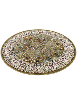 Green 5' 3 x 5' 3 Narenj Round Area Rug 85% Polypropylene & 15% Polyester Traditional Classic Carpet for Living, Dining, Bedrooms, Office for Sale at Rug Engine