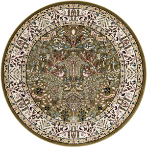 Green 5' 3 x 5' 3 Narenj Round Area Rug 85% Polypropylene & 15% Polyester Traditional Classic Carpet for Living, Dining, Bedrooms, Office for Sale at Rug Engine
