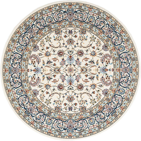 Ivory 5' 3 x 5' 3 Narenj Round Area Rug 85% Polypropylene & 15% Polyester Traditional Classic Carpet for Living, Dining, Bedrooms, Office for Sale at Rug Engine