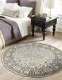 Ivory 5' 3 x 5' 3 Narenj Round Area Rug 85% Polypropylene & 15% Polyester Traditional Classic Carpet for Living, Dining, Bedrooms, Office for Sale at Rug Engine