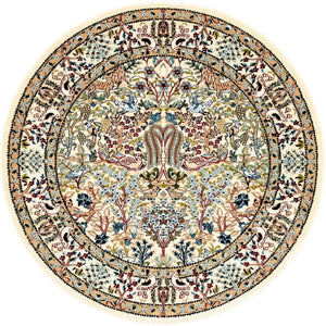 Ivory 5' 3 x 5' 3 Narenj Round Area Rug 85% Polypropylene & 15% Polyester Traditional Classic Carpet for Living, Dining, Bedrooms, Office for Sale at Rug Engine