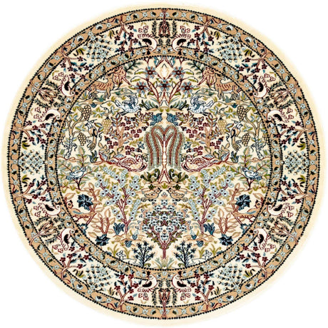 Ivory 5' 3 x 5' 3 Narenj Round Area Rug 85% Polypropylene & 15% Polyester Traditional Classic Carpet for Living, Dining, Bedrooms, Office for Sale at Rug Engine