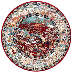 Burgundy 5' 3 x 5' 3 Narenj Round Area Rug 85% Polypropylene & 15% Polyester Traditional Classic Carpet for Living, Dining, Bedrooms, Office for Sale at Rug Engine