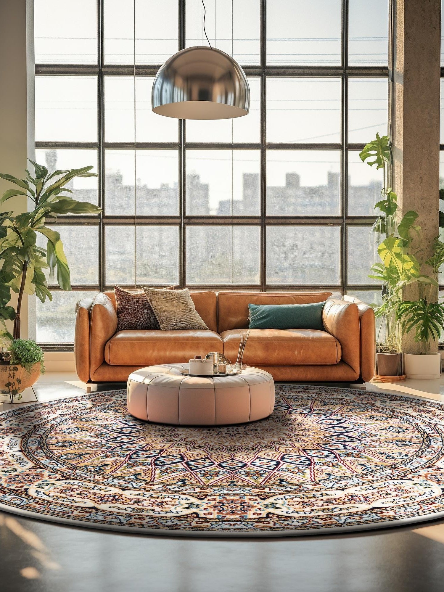 Ivory 10' x 10' Narenj Round Area Rug 85% Polypropylene & 15% Polyester Traditional Classic Carpet for Living, Dining, Bedrooms, Office for Sale at Rug Engine