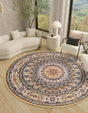 Beige 10' x 10' Narenj Round Area Rug 85% Polypropylene & 15% Polyester Traditional Classic Carpet for Living, Dining, Bedrooms, Office for Sale at Rug Engine