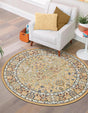 Beige 5' 3 x 5' 3 Narenj Round Area Rug 85% Polypropylene & 15% Polyester Traditional Classic Carpet for Living, Dining, Bedrooms, Office for Sale at Rug Engine