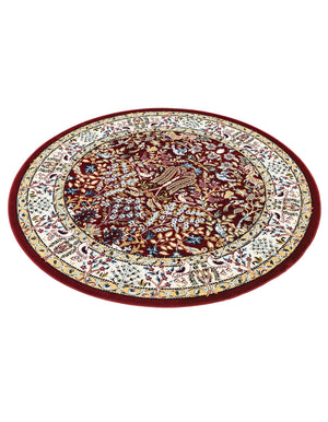 Burgundy 5' 3 x 5' 3 Narenj Round Area Rug 85% Polypropylene & 15% Polyester Traditional Classic Carpet for Living, Dining, Bedrooms, Office for Sale at Rug Engine