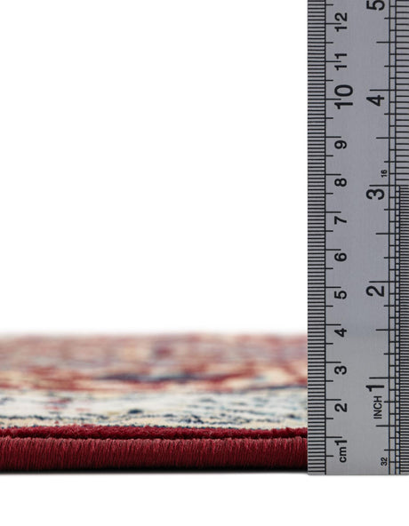 Burgundy 5' 3 x 5' 3 Narenj Round Area Rug 85% Polypropylene & 15% Polyester Traditional Classic Carpet for Living, Dining, Bedrooms, Office for Sale at Rug Engine