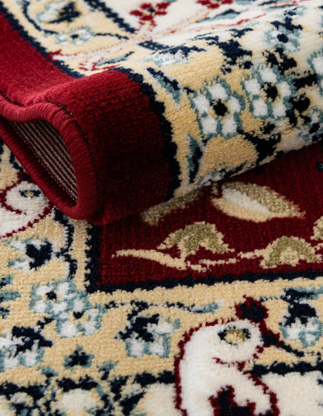 Burgundy 5' 3 x 5' 3 Narenj Round Area Rug 85% Polypropylene & 15% Polyester Traditional Classic Carpet for Living, Dining, Bedrooms, Office for Sale at Rug Engine