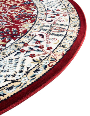Burgundy 5' 3 x 5' 3 Narenj Round Area Rug 85% Polypropylene & 15% Polyester Traditional Classic Carpet for Living, Dining, Bedrooms, Office for Sale at Rug Engine