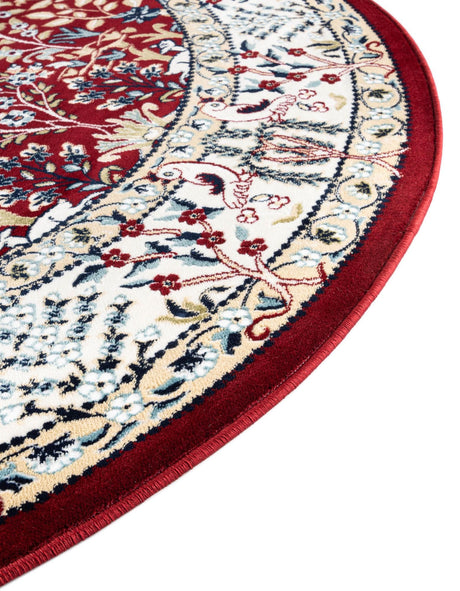 Burgundy 5' 3 x 5' 3 Narenj Round Area Rug 85% Polypropylene & 15% Polyester Traditional Classic Carpet for Living, Dining, Bedrooms, Office for Sale at Rug Engine