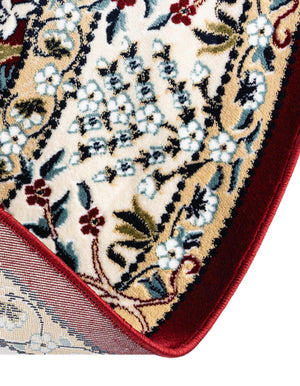Burgundy 5' 3 x 5' 3 Narenj Round Area Rug 85% Polypropylene & 15% Polyester Traditional Classic Carpet for Living, Dining, Bedrooms, Office for Sale at Rug Engine