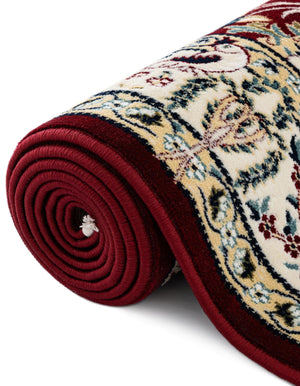 Burgundy 5' 3 x 5' 3 Narenj Round Area Rug 85% Polypropylene & 15% Polyester Traditional Classic Carpet for Living, Dining, Bedrooms, Office for Sale at Rug Engine