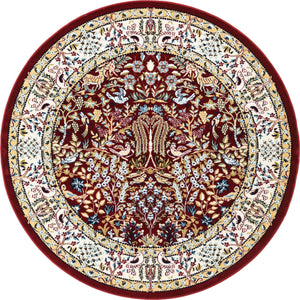 Burgundy 5' 3 x 5' 3 Narenj Round Area Rug 85% Polypropylene & 15% Polyester Traditional Classic Carpet for Living, Dining, Bedrooms, Office for Sale at Rug Engine