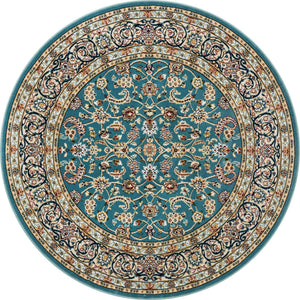 Blue 5' 3 x 5' 3 Narenj Round Area Rug 85% Polypropylene & 15% Polyester Traditional Classic Carpet for Living, Dining, Bedrooms, Office for Sale at Rug Engine