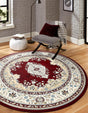 Burgundy 10' x 10' Narenj Round Area Rug 85% Polypropylene & 15% Polyester Traditional Classic Carpet for Living, Dining, Bedrooms, Office for Sale at Rug Engine