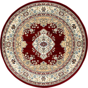 Burgundy 5' 3 x 5' 3 Narenj Round Area Rug 85% Polypropylene & 15% Polyester Traditional Classic Carpet for Living, Dining, Bedrooms, Office for Sale at Rug Engine