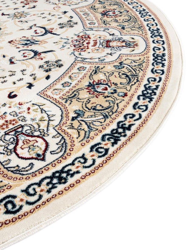 Ivory 5' 1 x 5' 1 Narenj Round Area Rug 85% Polypropylene & 15% Polyester Traditional Classic Carpet for Living, Dining, Bedrooms, Office for Sale at Rug Engine