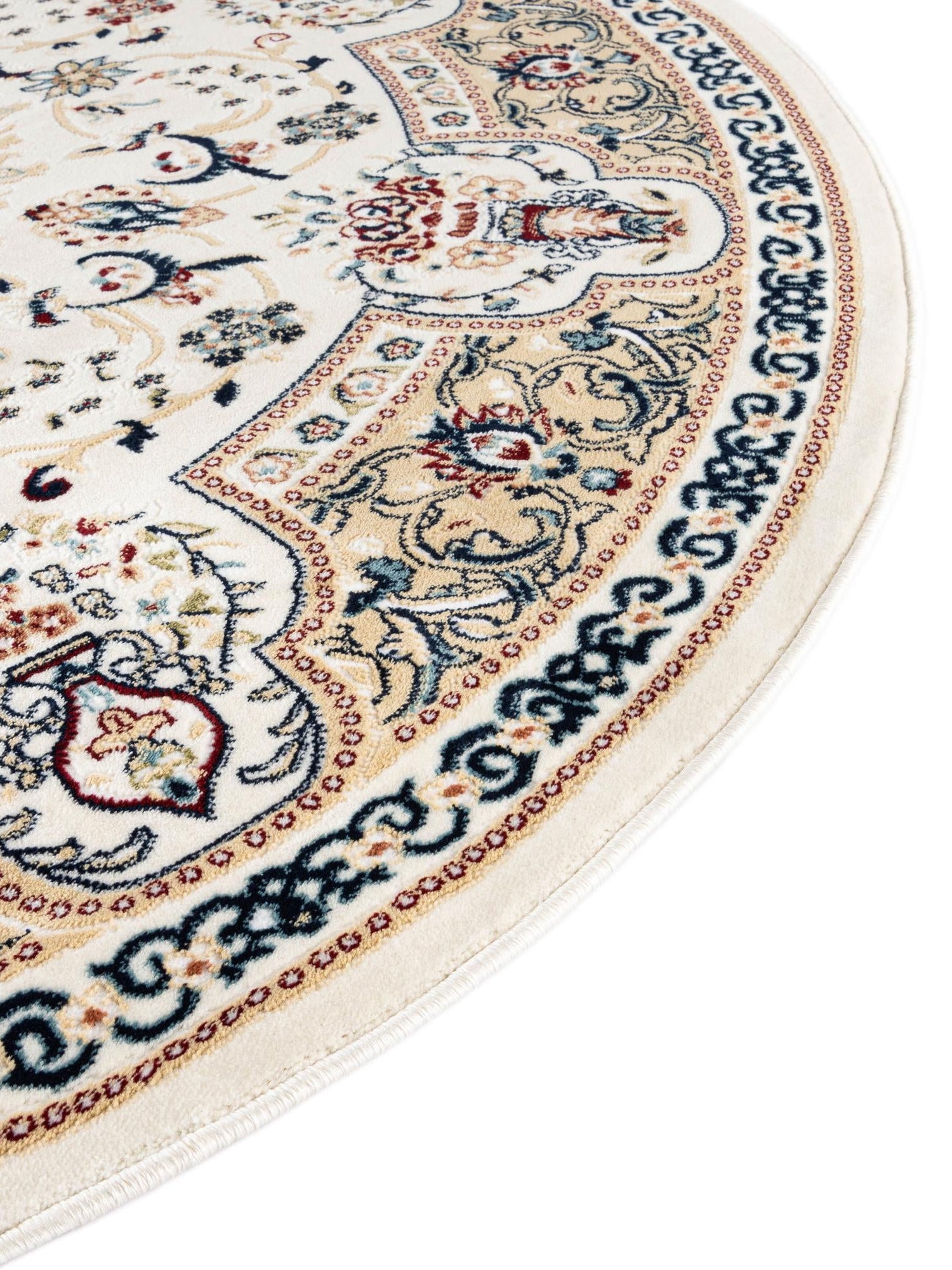 Ivory 10' x 10' Narenj Round Area Rug 85% Polypropylene & 15% Polyester Traditional Classic Carpet for Living, Dining, Bedrooms, Office for Sale at Rug Engine