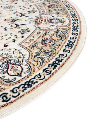 Ivory 10' x 10' Narenj Round Area Rug 85% Polypropylene & 15% Polyester Traditional Classic Carpet for Living, Dining, Bedrooms, Office for Sale at Rug Engine