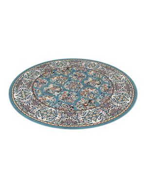 Blue 5' 3 x 5' 3 Narenj Round Area Rug 85% Polypropylene & 15% Polyester Traditional Classic Carpet for Living, Dining, Bedrooms, Office for Sale at Rug Engine