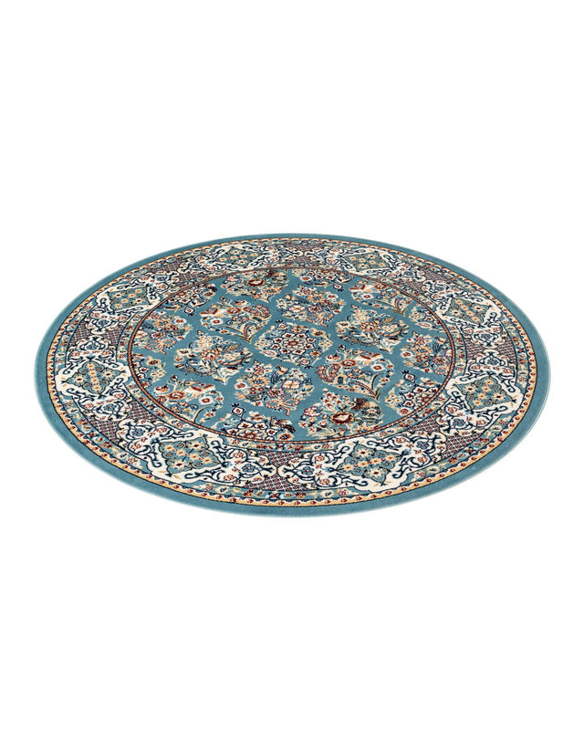 Blue 5' 3 x 5' 3 Narenj Round Area Rug 85% Polypropylene & 15% Polyester Traditional Classic Carpet for Living, Dining, Bedrooms, Office for Sale at Rug Engine